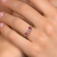 thumbnail image 4 of Gem Stone King 18K Yellow Gold Plated Silver Pink Lab Grown Diamond and Pink Tourmaline Engagement Ring for Women | 1.54 Cttw | Round 5MM | Gemstone April Birthstone | Size 6, 4 of 6