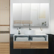 Leafy Paddy Modern White Bathroom Wall Cabinet with Mirror, Two Door Wall Cabinet for Bathroom
