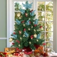 thumbnail image 4 of NAMZI 24 Pcs Teal Christmas Decor, Fake Gold Leaf Magnolia Leaves Glitter Stems Tree, 4 of 5