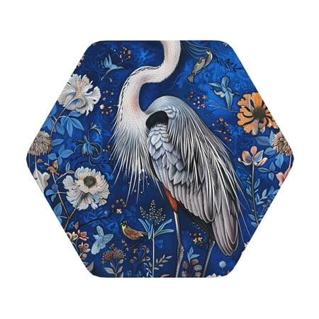 

Ocsxa Blue Heron Floral Garden Coasters for Drinks Leather Coasters Set of 4 for Coffee Table for Housewarming Kitchen Bar Decor One Size