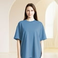 thumbnail image 2 of Freaswind Women's Oversized Solid Color Short Sleeve T-Shirt 240GSM Heavyweight Cotton Relaxed Fit Tee, 2 of 8