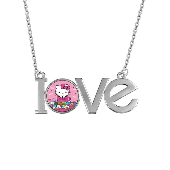 Hello Kitty Couple Pendant Necklace LOVE Letter Necklace, Small Box Necklace Birthday Gift