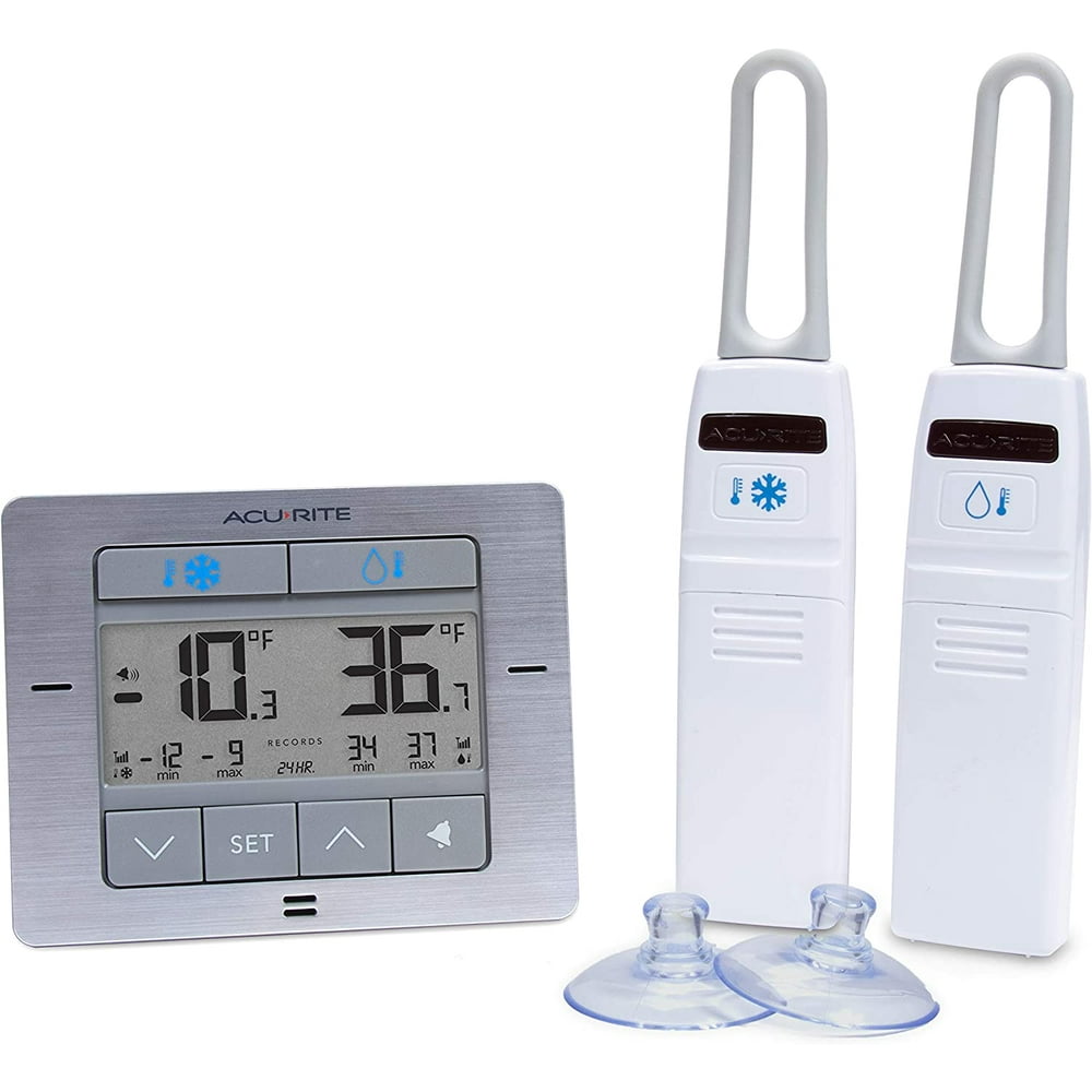 AcuRite 00515M Refrigerator Thermometer with 2 Wireless Temperature