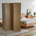 thumbnail image 2 of CL.HPAHKL 4 Panels Room Divider and Folding Privacy Screen, 6 ft Tall Wood Mesh Hand-Woven Design Wall Divider, Partition Room Dividers for Home Office Restaurant Bedroom, 2 of 8