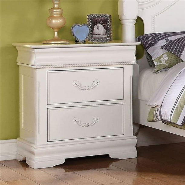 Urban Designs 4792103 2Drawer Nightstand with Hidden Drawer, White 26 x 16 x 28 in. Walmart