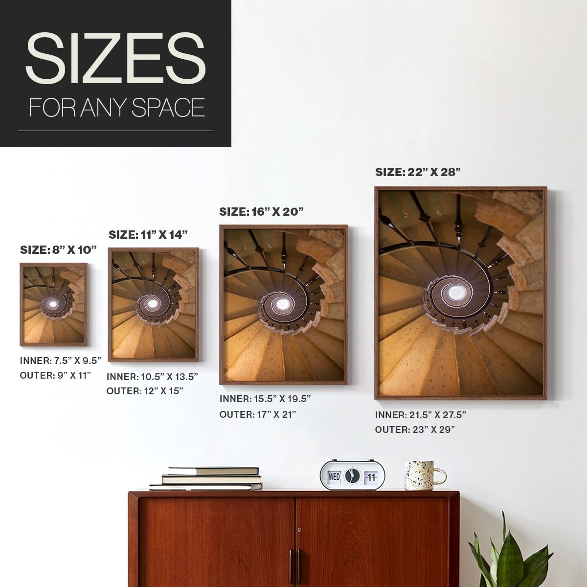 Spiraling II Framed Print in Brown Solid Wood Framed Print No Nail Hanging