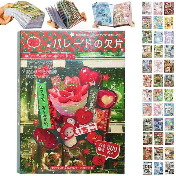 GvuoFny Japanese Sticker Book, 45-Page Retro Manga Style with 800  Aesthetic Stickers, Vintage Sticker Book Japanese for Journaling & Scrapbooking