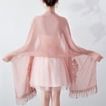 thumbnail image 5 of SWSMCLT Women's Formal Pashmina Shawl Wedding Shawl Convertible Fringe Fall Lace Trim Pashmina Scarf Dark Pink One Size, 5 of 5