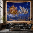 thumbnail image 6 of Golden Carriage Flying Over a Christmas Village, Dreamy Fantasy Style for Festive Decor Lovers, Festive Wall Art, Christmas Gift, Tapestry Wall Hanging for Living Room and Entryway, 6 of 7
