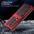 thumbnail image 7 of Dteck Samsung Galaxy Flod4 Case with Kickstand, Metal Bumper Silicone Case Hybrid Military Shockproof Heavy Duty Rugged case for Samsung Fold4 5G, Red, 7 of 7