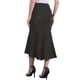 thumbnail image 3 of Falda midi casual de mujer de mezclilla con cola de pez, cintura alta, dobladillo sin terminar y bolsillos en negro, 3 of 6