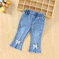 thumbnail image 5 of Gealkoca Toddler Girl's High Waisted Bow Front Bell Bottom Jeans Flare Leg Denim Pants Casual Fashion Cute Bowknot Jeans Pants with Pockets 6M-5Y, 5 of 9