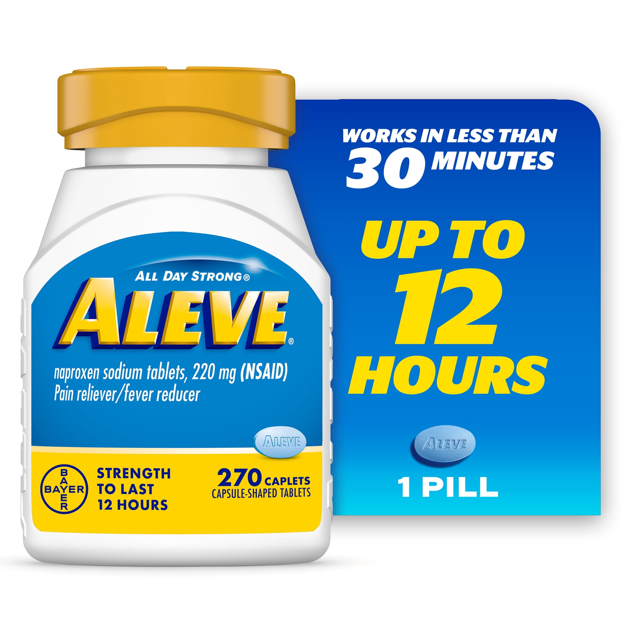 Aleve Caplets Naproxen Sodium Pain Reliever, 270 Count