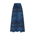 thumbnail image 4 of Mrat High Waisted Skirt Women's Casual Retro Floral Skirts Linen Elastic Waist Pleated Maxi Skirt with Pockets Plus Size Skirts S-287 Sky Blue 3XL, 4 of 5