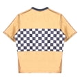 thumbnail image 4 of Alvivi Kids Race Car Driver Costume for Boys Girls Short Sleeve Zipper Checkerboard Shirt Top Gold 14, 4 of 5