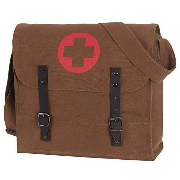 Rothco 17178 Vintage Medic Canvas Bag with Cross, Brown