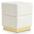 thumbnail image 2 of Furniture of America Vena Modern 15" Chenille Fabric Square Storage Stool, Beige, 2 of 14
