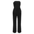 thumbnail image 5 of GILIGEGE Women's Jumpsuits Tropical Strapless Jersey Jumpsuit Wide Leg Overall Sleeveless Outfit Casual Beach Overalls for Women Loose Fit Summer Double Layer Cotton One Neck Pocket Waist Jumpsuit, 5 of 5