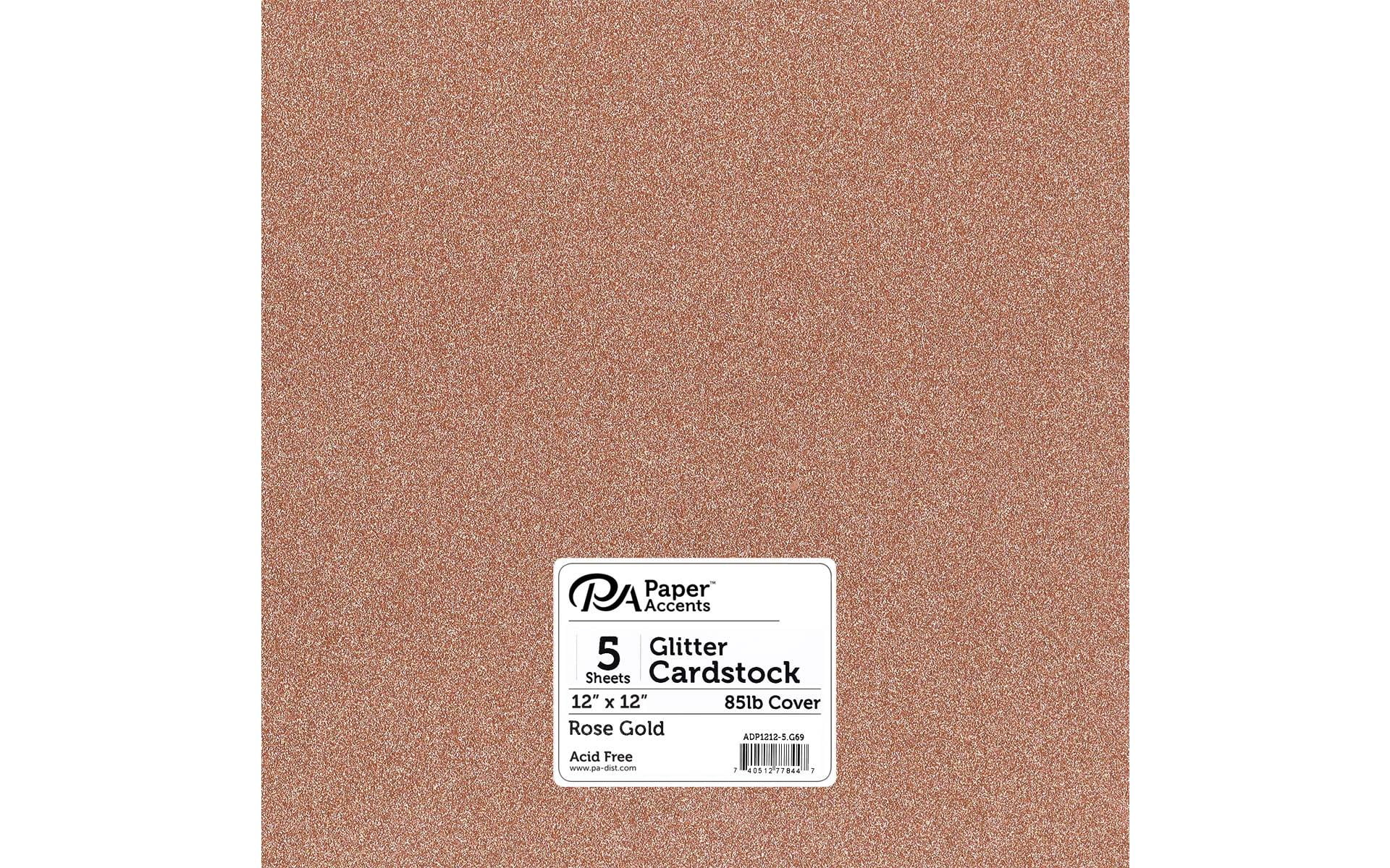 Paper Accents Glitter Cardstock 12"x 12" 85lb Rose Gold 5pc