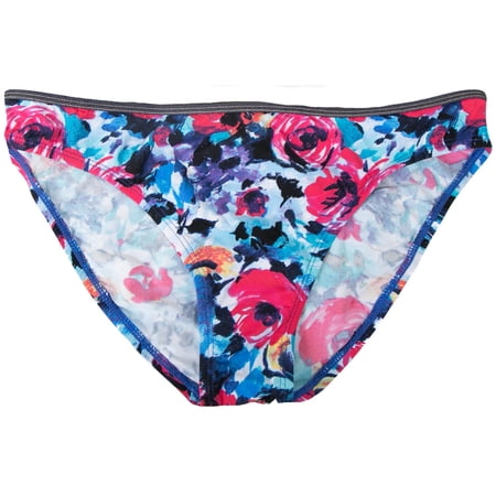 Kenneth Cole Women s Floral Print with Denim Detail Classic Bikini Swim Bottom