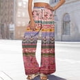 thumbnail image 2 of Minjewel Palazzo Pants for Women Print Wide Leg - High Waist Casual Trousers with Pockets Elastic, Wide Leg Pants for Women Boho Summer Trousers, Pants for Women for Beach Daily,Red M, 2 of 7