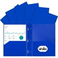 thumbnail image 1 of czcpp-10-Pack Sturdy Blue Plastic Folders with Pockets, Fits 8.5 x 11 Inch Letter Size Paper, 2 Pocket Folders with Prongs, for Office, School and Home, 1 of 4