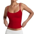 thumbnail image 3 of Women's Basic Double Lined Scoop Neck Tank with Adjustable Spaghetti Straps And Scoop Neck Summer Sleeveless Tops Red M, 3 of 6