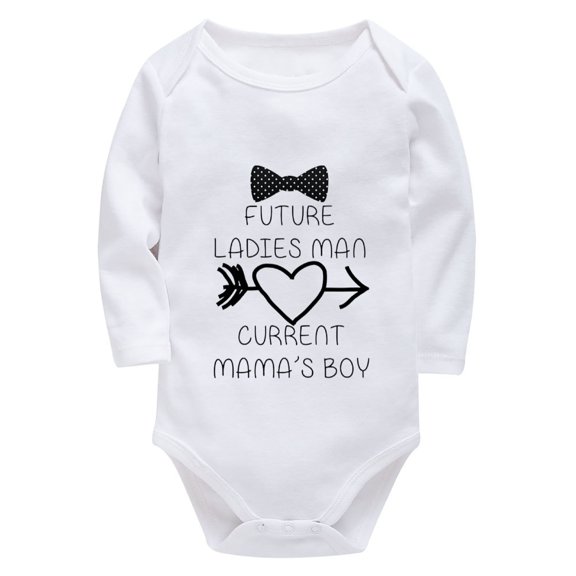 Future Ladies Man Current Mama's Boy Funny Baby Onsies Long Sleeve Baby Boy Coming Home Outfits Newborn Baby Summer White Ba