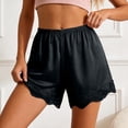 thumbnail image 3 of Shorts Culotte for Women Elastic Waist Satin Lace Hem Loose Fit Lightweight Pettipants Pajama Shorts, 3 of 7