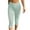 Green, variant on Women's Elastic Waist Plaid Cotton Fabric Slim Fit Capri Pants Cuffed Hem Comfortable and Breathable for Daily Wear