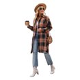 thumbnail image 5 of Womens Long Plaids Shacket Jacket Casual Fashion Lapel Button Down Long Sleeve Long Plaids Coat Jackets with Pockets, 5 of 9
