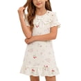 thumbnail image 2 of OVAFBAU Girls Dresses Summer Outfits Graphic Short Sleeve Nightgown Sundress Collar Sundress, 2 of 7