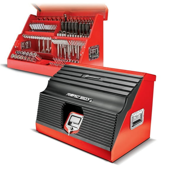 Powerbuilt 26 Inch Rapid Box Portable Slant Front Toolbox - Red - 240311