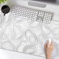 thumbnail image 6 of Topographic Contour White Gaming Mouse Pad XXL Geographic Map Lines Extended Big Large Desk Mat Non-Slip Rubber Base Stitched Edge Long Keyboard Mousepad for PC Computer Laptop,35.4×15.7 in, 6 of 6