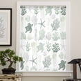 thumbnail image 4 of Sage Green Coastal Semi Sheer Curtains Drapes for Living Room,Bedroom,French Doors Window 54 Inches Long,Nautical Summer Beach Coral Sea Turtle Rod Pocket Chiffon Curtain Drapery Voile Drape Panel, 4 of 6