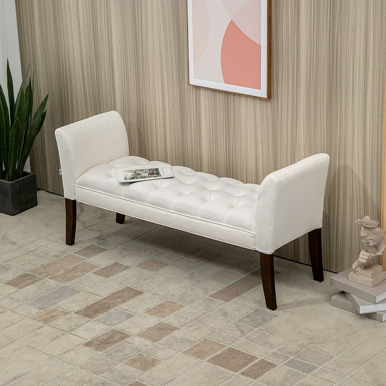 Bedbank stof beige 90 x 200 cm LIBOURNE | Gratis Levering