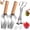 3 sets, variant on Large Triangle Watermelon Cutter Upgrade + 2 in 1 Fruit Cutter and Fork, Stainless Steel Melon Slicer, Watermelon Cutter with Wooden Handle, Fruitcutter Kitchen Gadgets for Watermelon Melon (1 set)