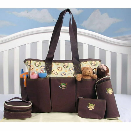 Ultimate Deluxe Diaper Bag - SOHO Curious Monkey 5-in-1 Deluxe Diaper Tote Set