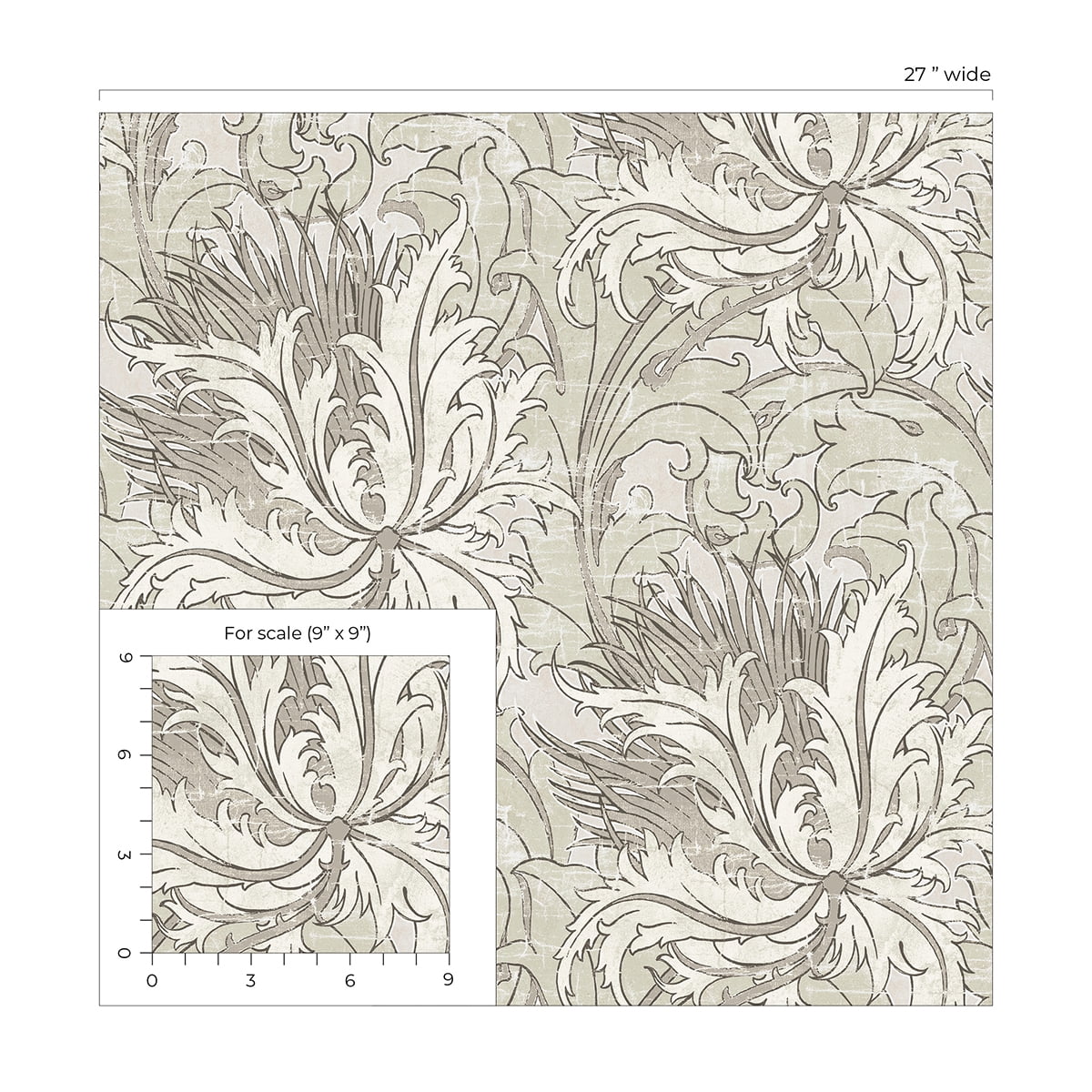 NextWall Lunar Rock & Pale Oak Floral Folly Peel and Stick Wallpaper