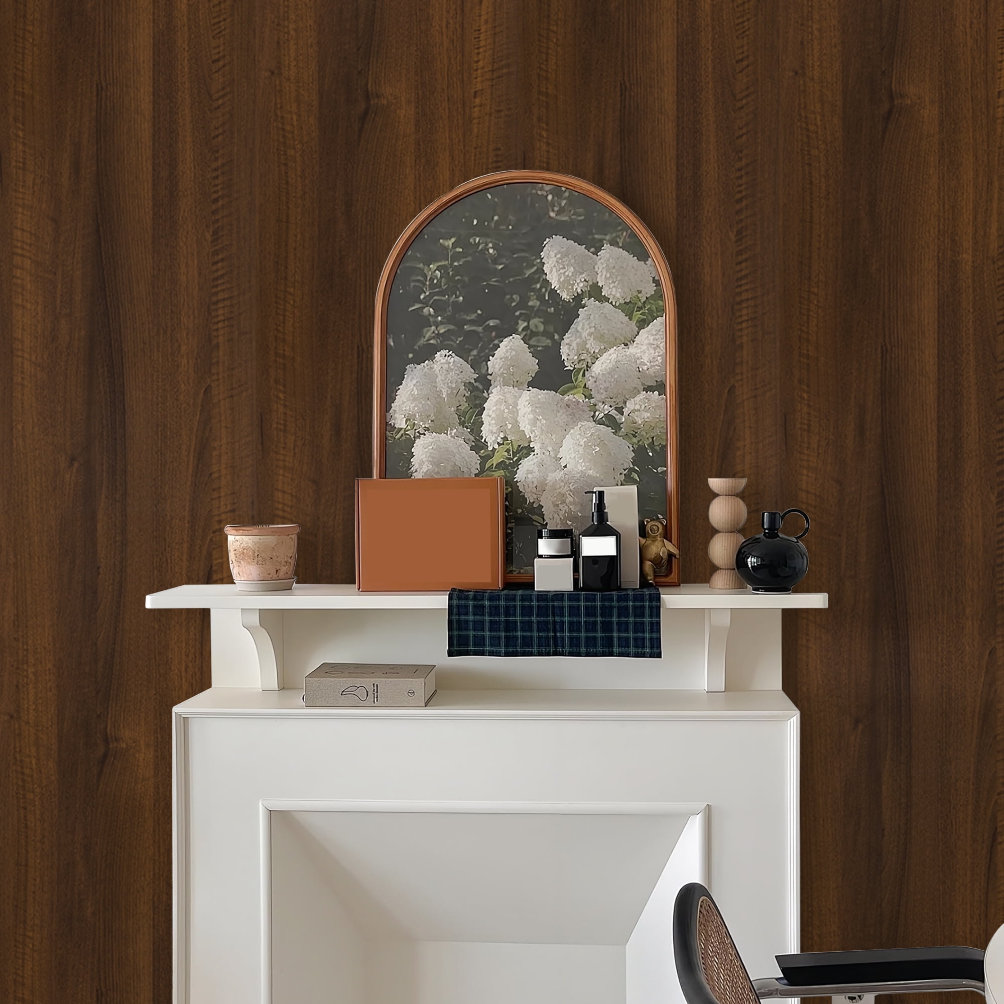 Abyssaly Peel and Stick Wallpaper 15.7 in×118.1 in Modern Wall Paper Wood Self-Adhesive Removable Wallpaper