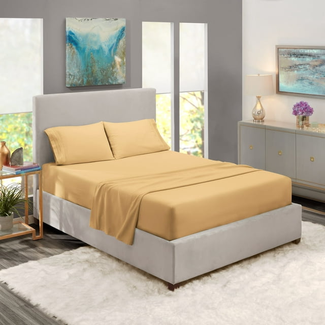 Bed Sheets Set 1800 Series Deep Pocket Soft Microfiber 4 Piece Queen Sheet Sets Gray