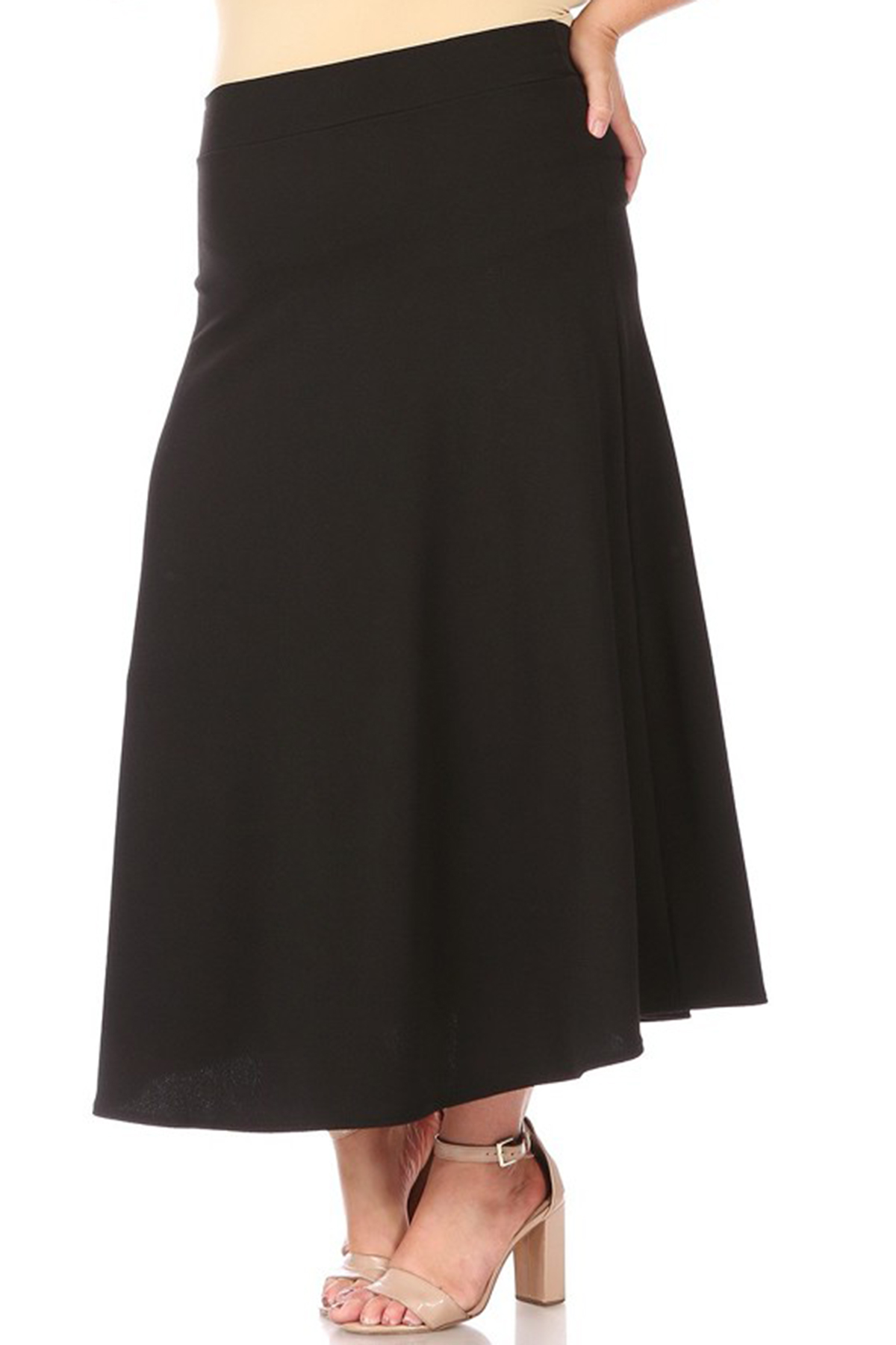 Women's Plus Size Solid Flare A-line Long Skirt - Walmart.com