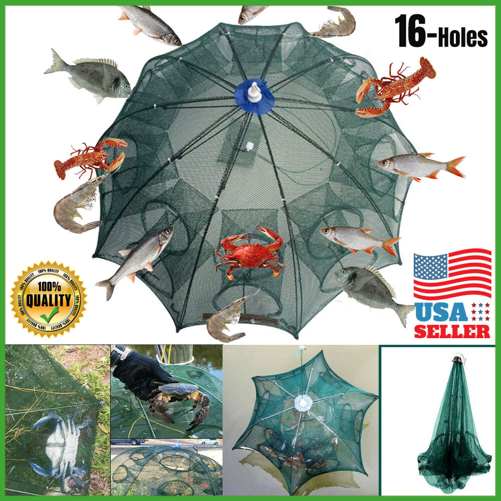 Foldable Fish trap Bait Trap catch Crab Crawfish Shrimp Cast Dip Cage