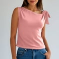 thumbnail image 2 of Fanxing Pink Womens Summer Going Out Tank Tops M Asymmetrical Shoulder Sleeveless T Shirts Corset Y2k Shirts （Women's Petite S-XL), 2 of 8