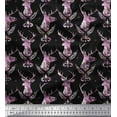 thumbnail image 1 of Soimoi Georgette Viscose Fabric Leaves,Damask & Reindeer Face Animal Decor Fabric Printed Yard 42 Inch Wide, 1 of 1