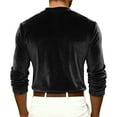 thumbnail image 4 of Dresfit Henley Shirt Mens Velvet Long Sleeve Holiday Shirts Summer 2026 Big and Tall V Neck Pullover Velour Button Down Mardi Gras Carnival Tops Black L, 4 of 5