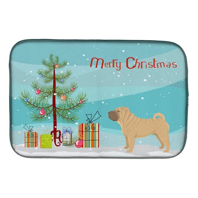Carolines Treasures CK3562DDM Shar Pei Christmas Tree Dish Drying Mat