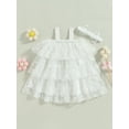 thumbnail image 4 of Bagilaanoe Toddler Baby Girl Summer Dress Sleeveless A-line Princess Dresses Headband 3M 6M 12M 18M 24M 3T 4T Kids Casual Mesh Tulle Sundress, 4 of 8