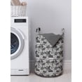 thumbnail image 3 of Floral Laundry Bag, Flower Petals Close Up Blossom Bouquets Beauty Abstract Ornamental, Hamper Basket with Handles Drawstring Closure for Laundromats, 13" x 19", Charcoal Grey and White, by Ambesonne, 3 of 4