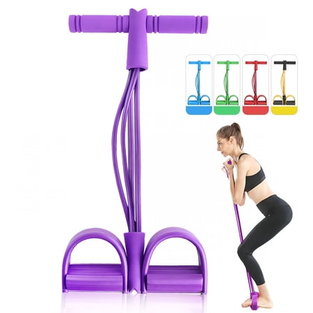 GARDVORA Resistance Band, 4-Tube Pedal Resistance Bands with Handles, Elastic Pull Rope Fitness Equipment for Home Workout, Strength Training, Physical Therapy, Yoga, Pilates